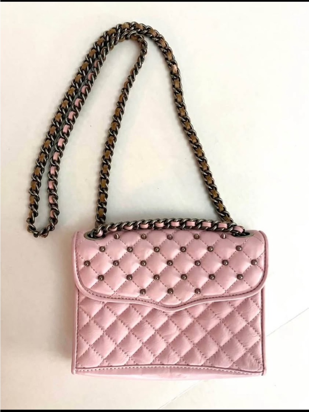 Vintage Rebecca Minkoff Leather Light Pink Studded Shoulder/Crossbody Bag